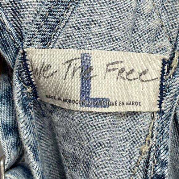 We the Free People Ziggy Overalls Women's Sz Large Powder Blue Denim Overalls - Picture 4 of 7